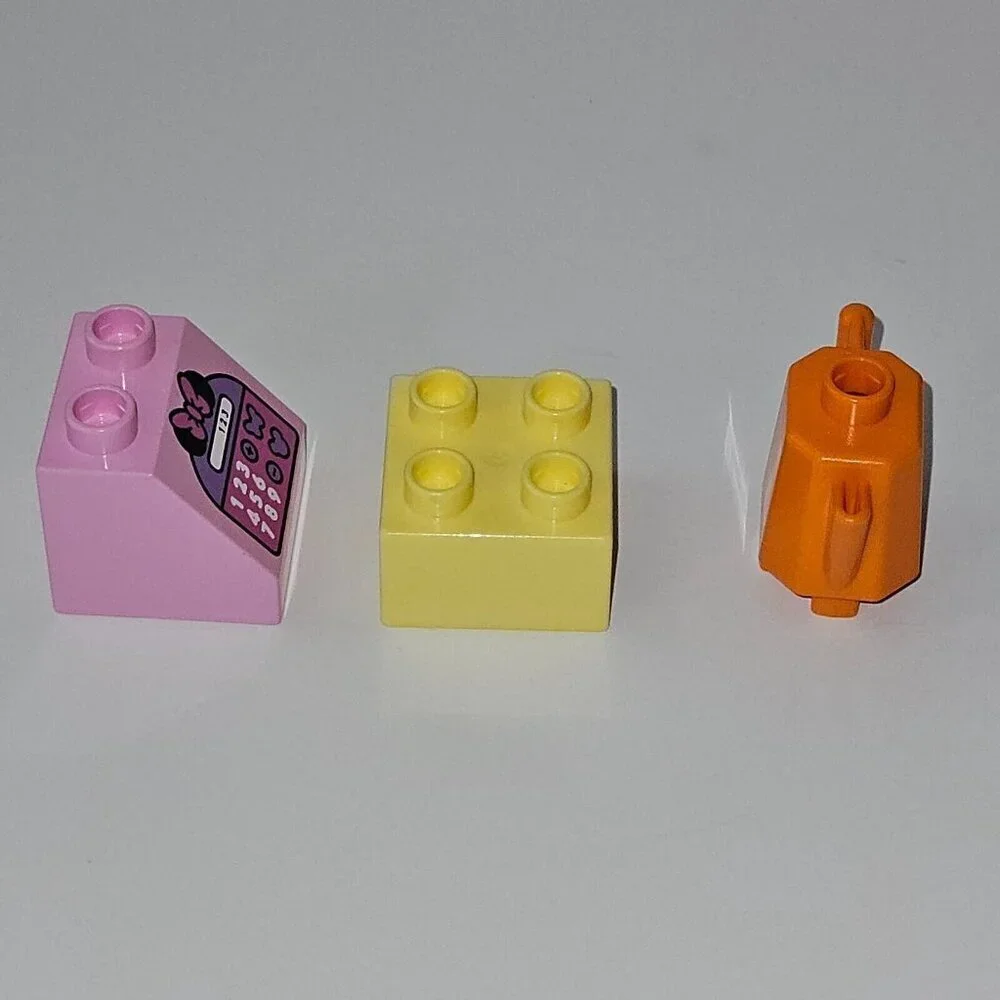 3 Lego Duplo Bricks Pink Minnie Mouse Cash Register Orange Pitcher Sandwiches - Picture 4 of 9